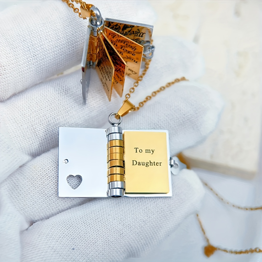 Personalized Golden Mini Book Pendant Necklace — Custom Gift